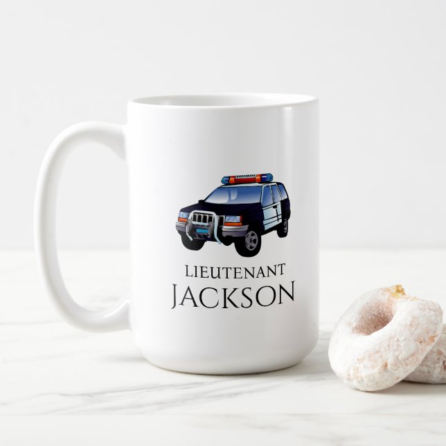 Personalized Police Car Officer Coffee Mug (With Donut)