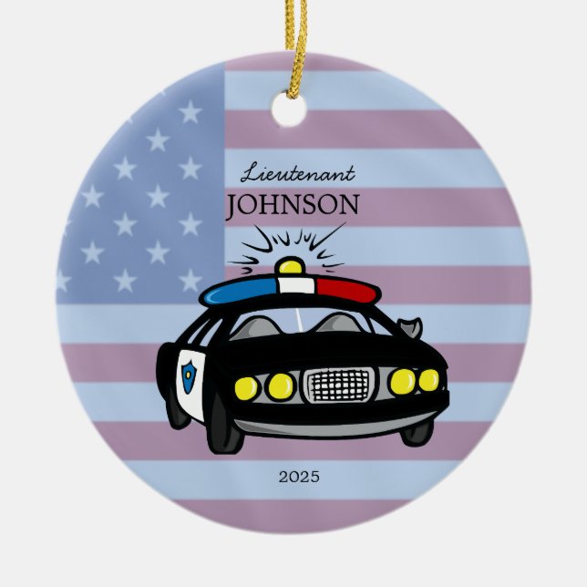 Personalized Police Car Ornament (Front)