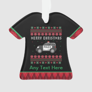 Personalized Police Car Ugly Christmas Ornament
