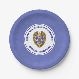 Personalized Police Department Badge Retirement Paper Plates