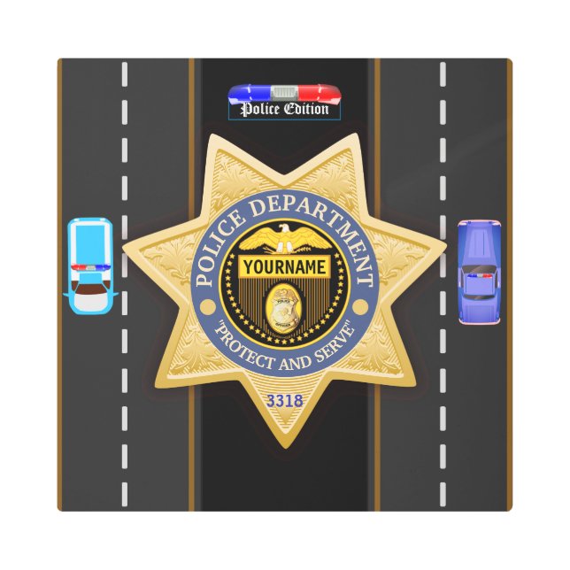 Personalized Police Department Wall Metal Print (Front)