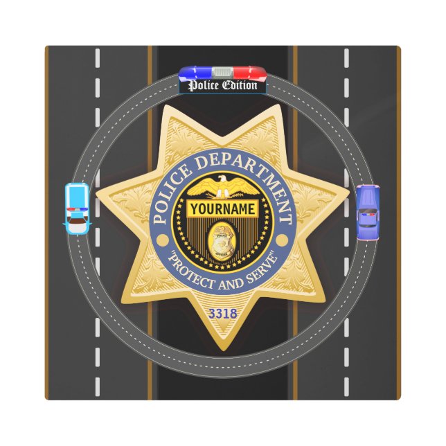 Personalized Police Department Wall Metal Print (Front)