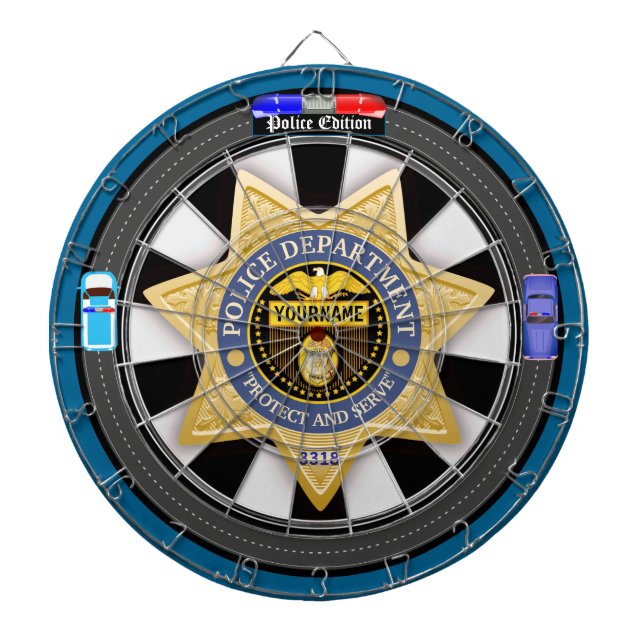 Personalized Police Edition City Side Dart Board (Front)