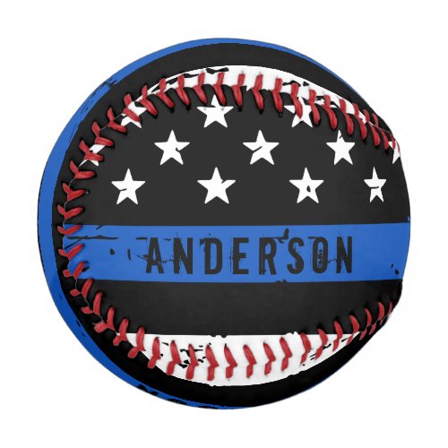 Personalized Police Flag Thin Blue Line Baseball
