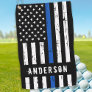 Personalized Police Flag Thin Blue Line Golf Towel