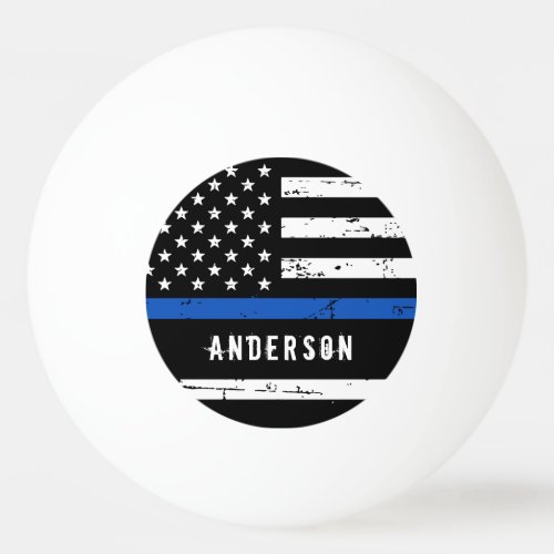 Personalized Police Flag Thin Blue Line Ping Pong Ball