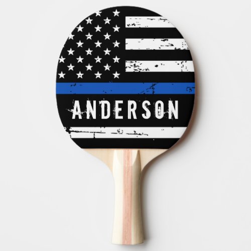 Personalized Police Flag Thin Blue Line Ping Pong Paddle