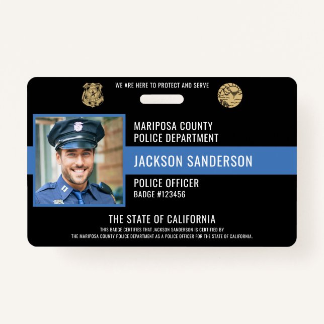 Personalized Police Law Enforcement Employee ID Badge (Front)