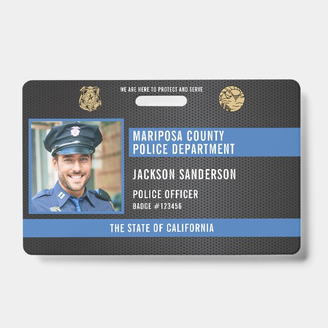 Personalized Police Law Enforcement Employee ID Badge (Front)