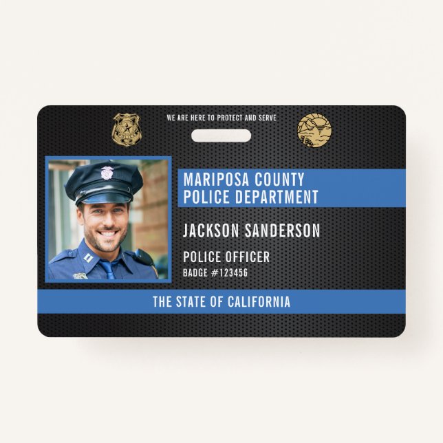Personalized Police Law Enforcement Employee ID Badge (Front)