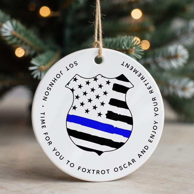 Personalized Police Law Enforcement Retirement Ceramic Ornament (Creator Uploaded)