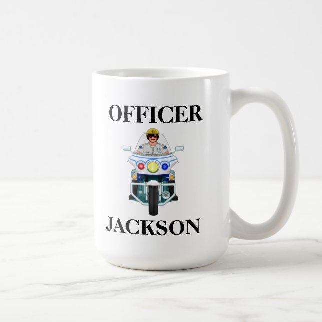 Personalized Police Motorcycle Officer Coffee Mug (Right)