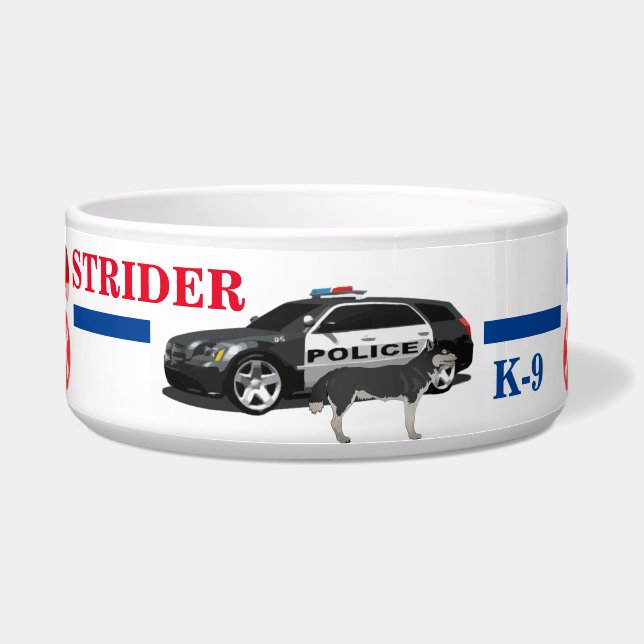 Personalized Police Name K-9 Dog Bowl (Front)