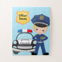 Personalized Police Officer and Patrol Car Kids J