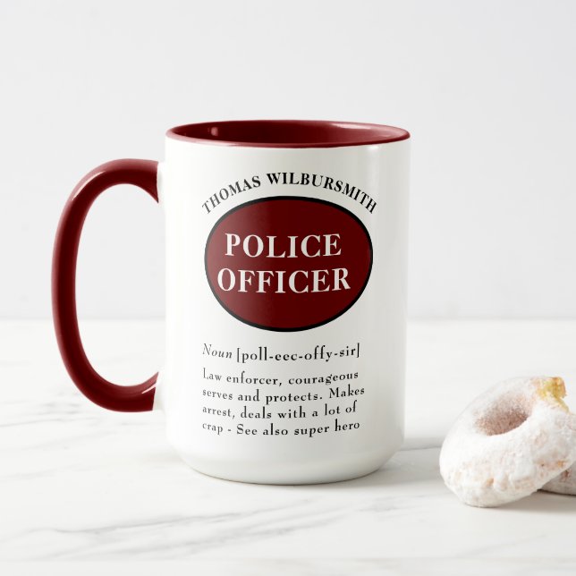 Personalized Police Officer Definition Mug (With Donut)