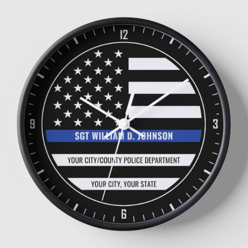 Personalized Police Officer NAME Law Enforcement Clock