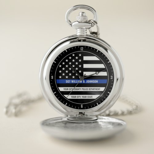 Personalized Police Officer NAME Law Enforcement Pocket Watch