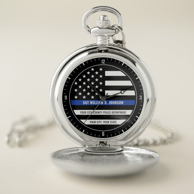 Personalized Police Officer NAME Law Enforcement Pocket Watch (Inside)