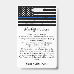 Personalized Police Officer Prayer Thin Blue Line Badge