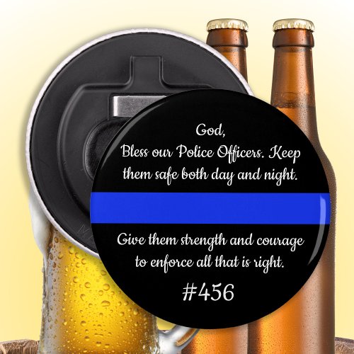 Personalized Police Officer Prayer Thin Blue Line Bottle Opener