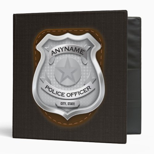 Personalized Police Officer Sheriff Cop NAME Badge 3 Ring Binder