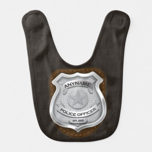 Personalized Police Officer Sheriff Cop NAME Badge Baby Bib