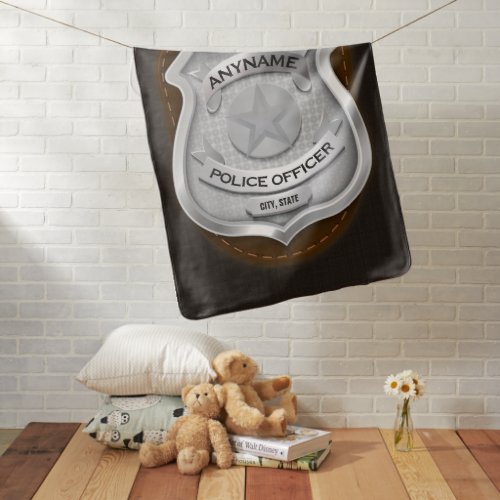 Personalized Police Officer Sheriff Cop NAME Badge Baby Blanket
