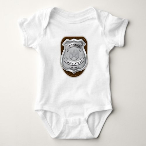 Personalized Police Officer Sheriff Cop NAME Badge Baby Bodysuit