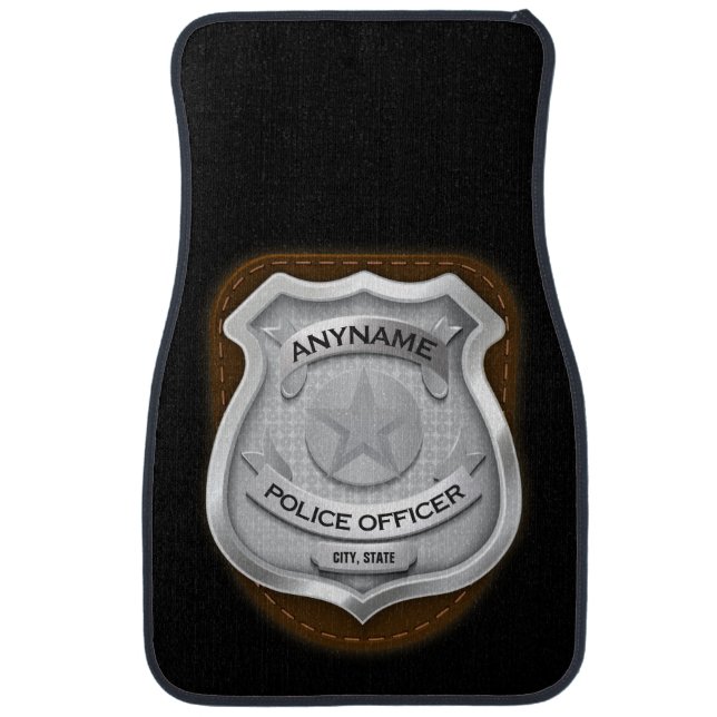 Personalized Police Officer Sheriff Cop NAME Badge Car Floor Mat (Front)