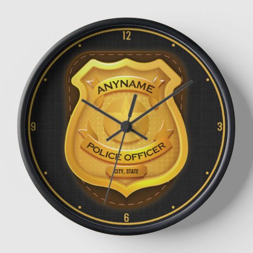 Personalized Police Officer Sheriff Cop NAME Badge Clock