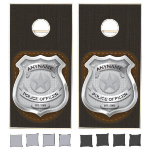 Personalized Police Officer Sheriff Cop NAME Badge Cornhole Set