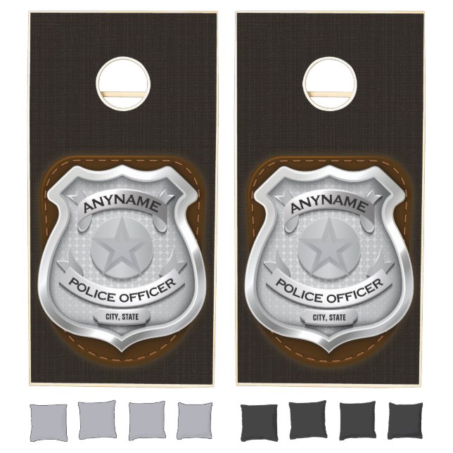 Personalized Police Officer Sheriff Cop NAME Badge Cornhole Set (Set)