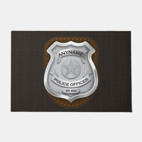 Personalized Police Officer Sheriff Cop NAME Badge Doormat
