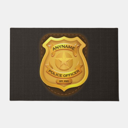 Personalized Police Officer Sheriff Cop NAME Badge Doormat
