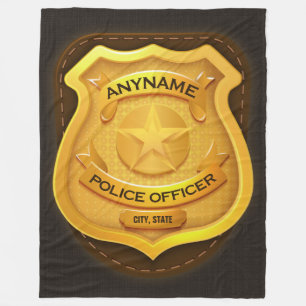 Personalized Police Officer Sheriff Cop NAME Badge Fleece Blanket