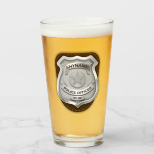 Personalized Police Officer Sheriff Cop NAME Badge Glass