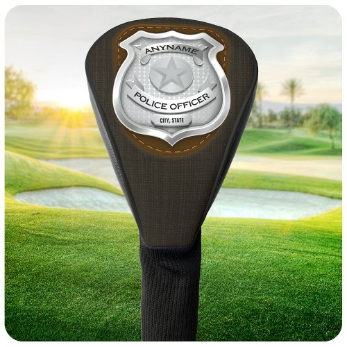 Personalized Police Officer Sheriff Cop NAME Badge Golf Head Cover
