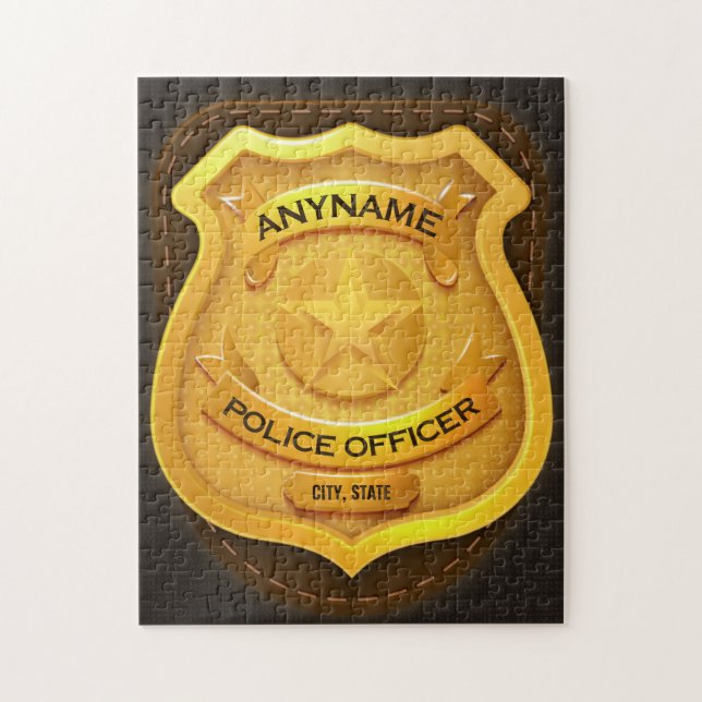 Personalized Police Officer Sheriff Cop NAME Badge Jigsaw Puzzle (Vertical)