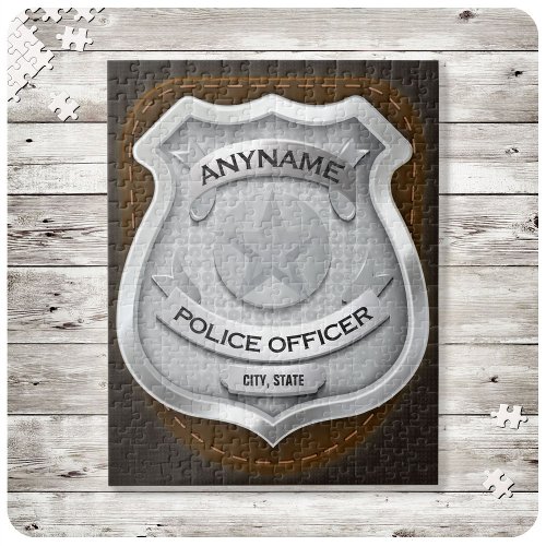 Personalized Police Officer Sheriff Cop NAME Badge Jigsaw Puzzle