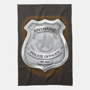 Personalized Police Officer Sheriff Cop NAME Badge Kitchen Towel