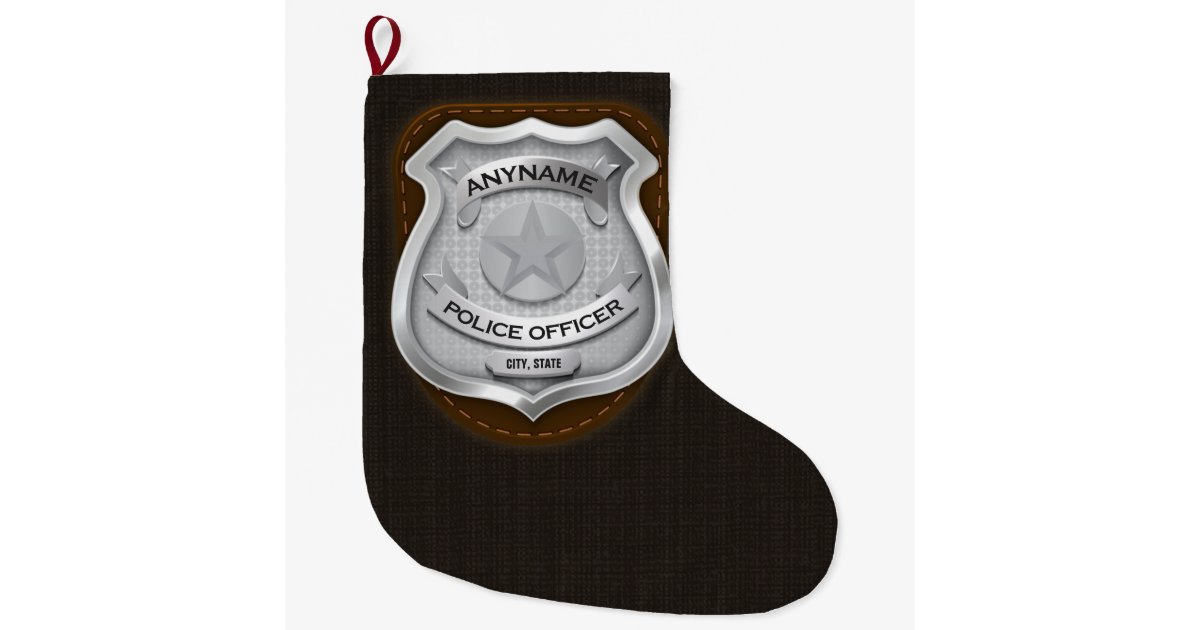 Personalized Police Officer Sheriff Cop NAME Badge Large Christmas