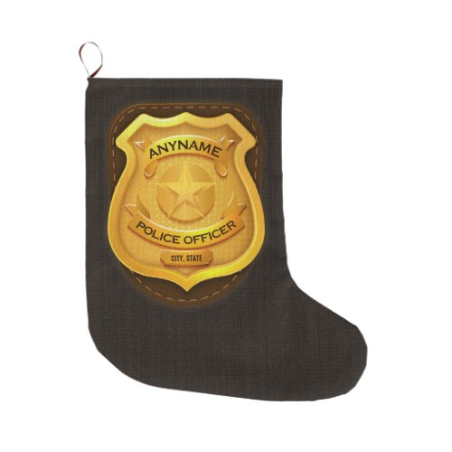 Personalized Police Officer Sheriff Cop NAME Badge Large Christmas Stocking