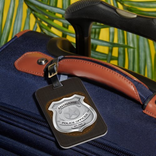 Personalized Police Officer Sheriff Cop NAME Badge Luggage Tag