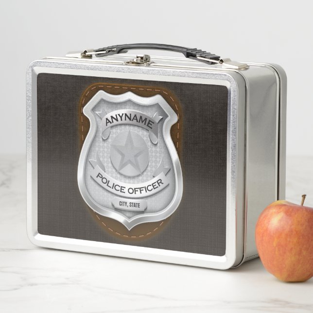 Personalized Police Officer Sheriff Cop NAME Badge Metal Lunch Box (In Situ)