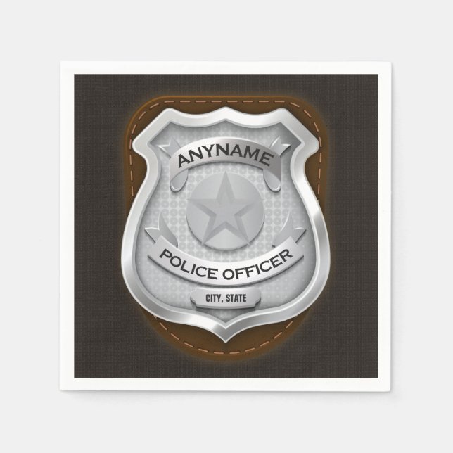 Personalized Police Officer Sheriff Cop NAME Badge Napkins (Front)