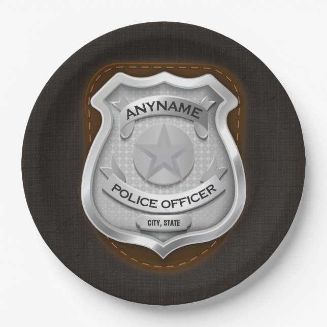 Personalized Police Officer Sheriff Cop NAME Badge Paper Plates (Front)