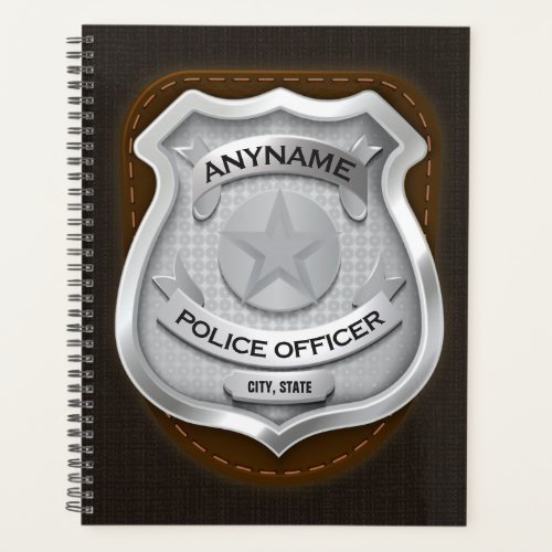Personalized Police Officer Sheriff Cop NAME Badge Planner
