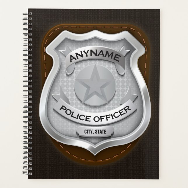 Personalized Police Officer Sheriff Cop NAME Badge Planner (Front)