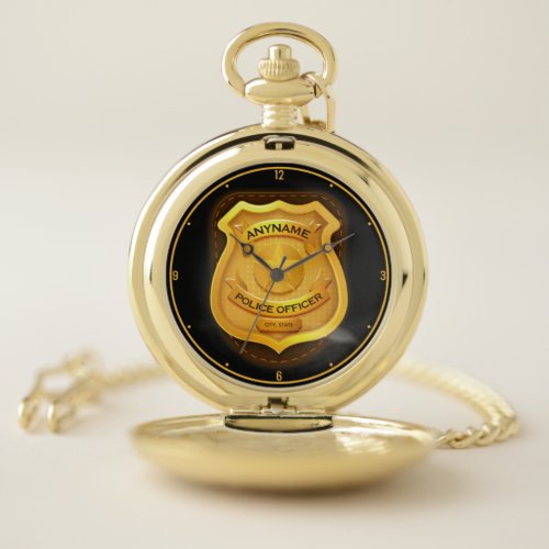 Personalized Police Officer Sheriff Cop NAME Badge Pocket Watch