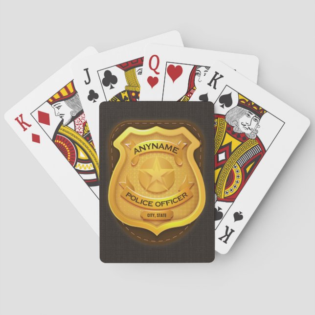 Personalized Police Officer Sheriff Cop NAME Badge Poker Cards (Back)